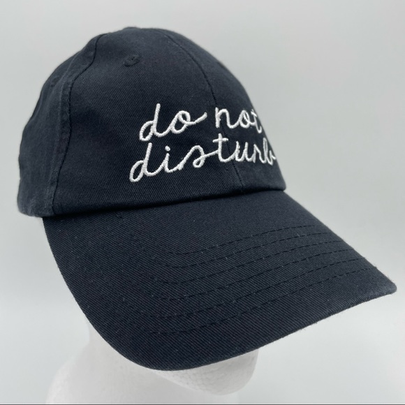 DO NOT DISTURB Black & White Embroidered Baseball Cap Hat - Picture 1 of 8